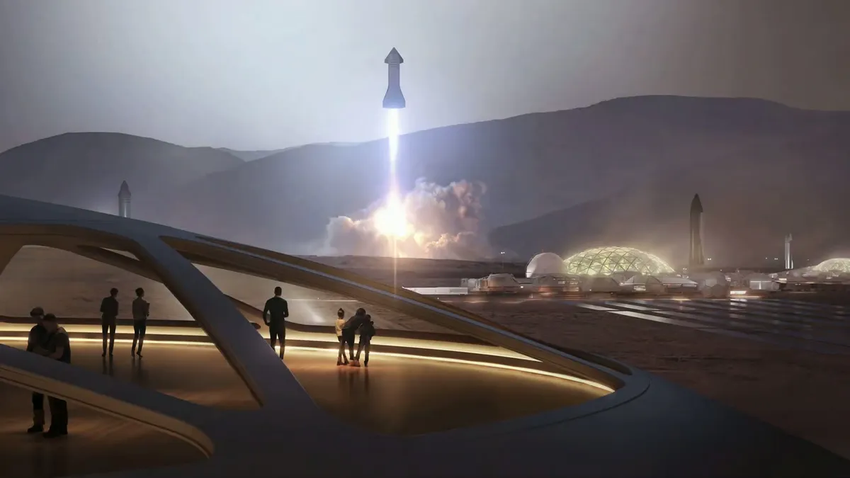 illusion of spaceship going to mars
